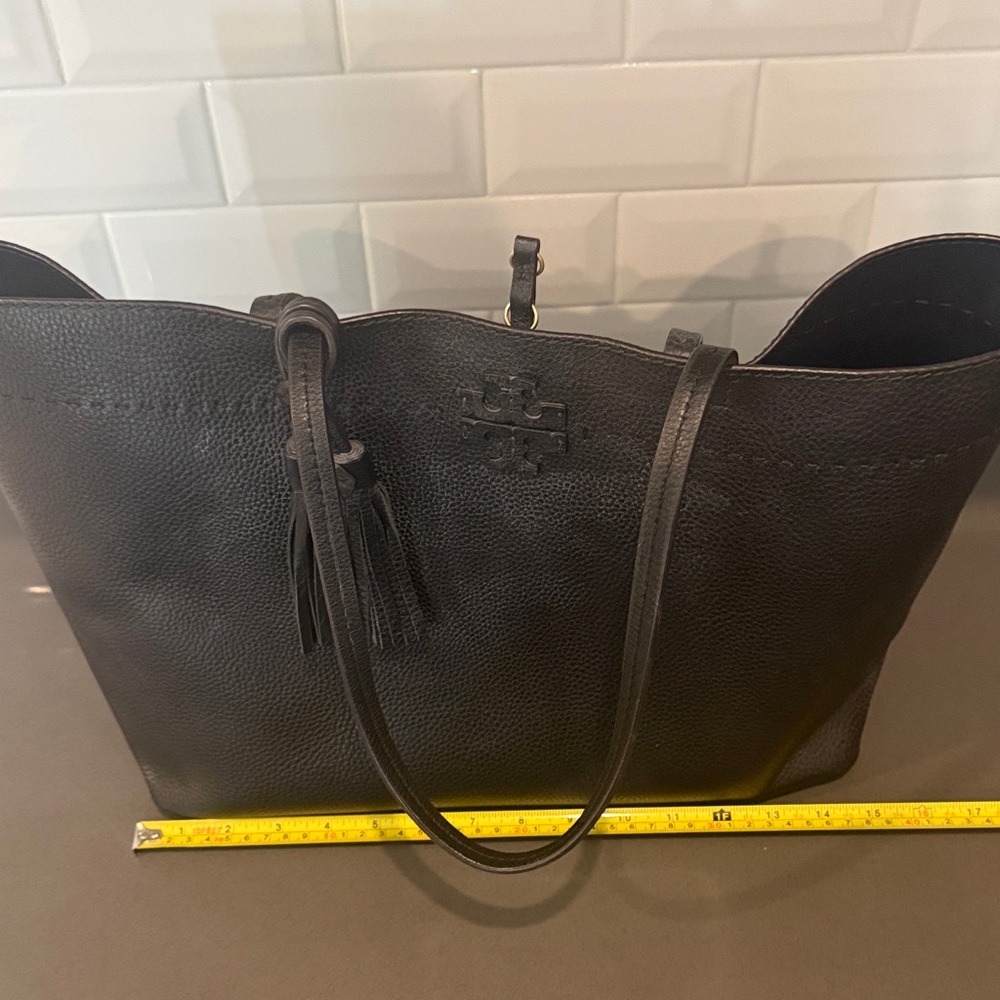 Tory Burch Black Pebbled Leather Tote - Picture 7 of 16